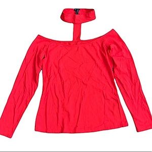 Guess Los Angeles Red Choker Long Sleeve Top NWOT Valentines Day
